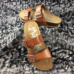 Little girl man made leather material sandals